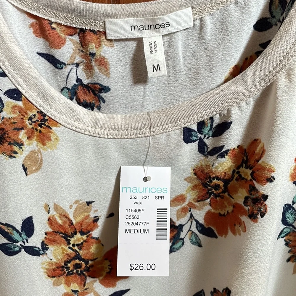 Maurice’s cream sheer  tank. Never worn. Would need a cami underneath. - Picture 5 of 5